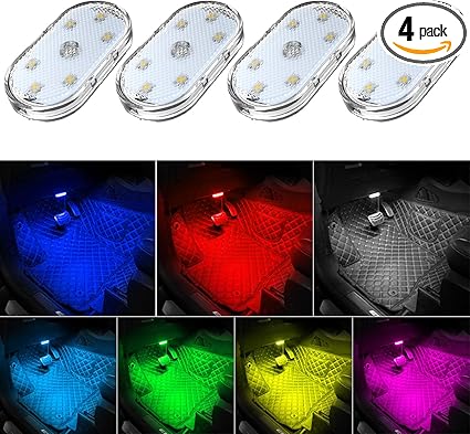 4-Pack Wireless RGB Car Interior Ambient Lights