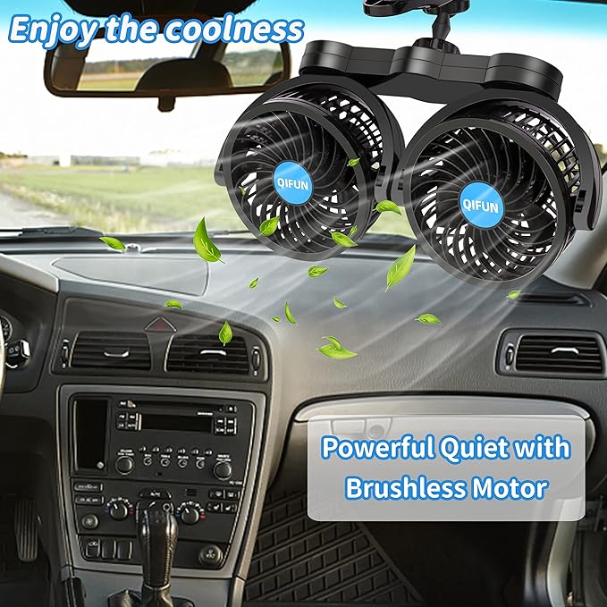 Dual Cooling Portable Fan with Rotating Heads & Speed Control