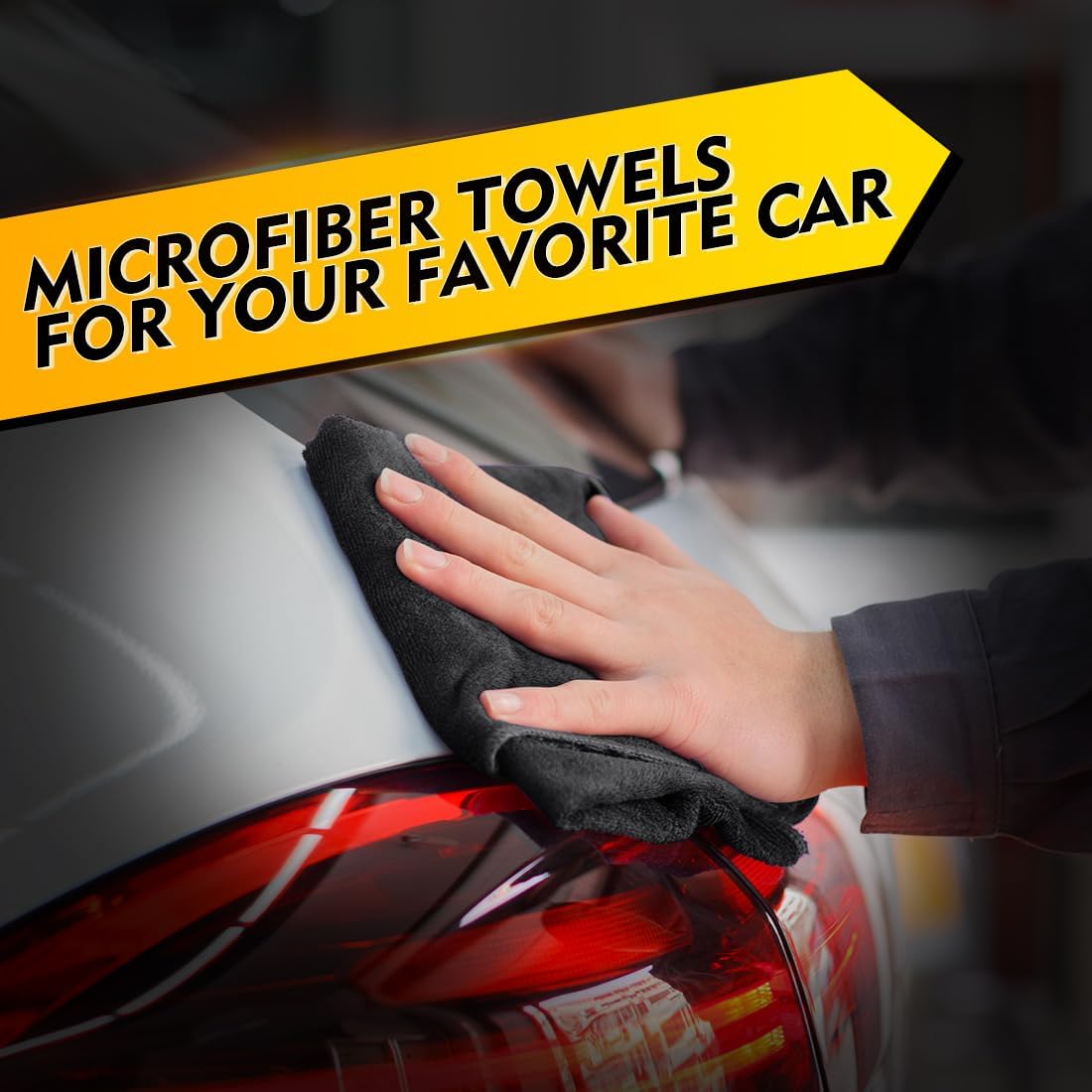 Premium Black Microfiber Car Cleaning Towels