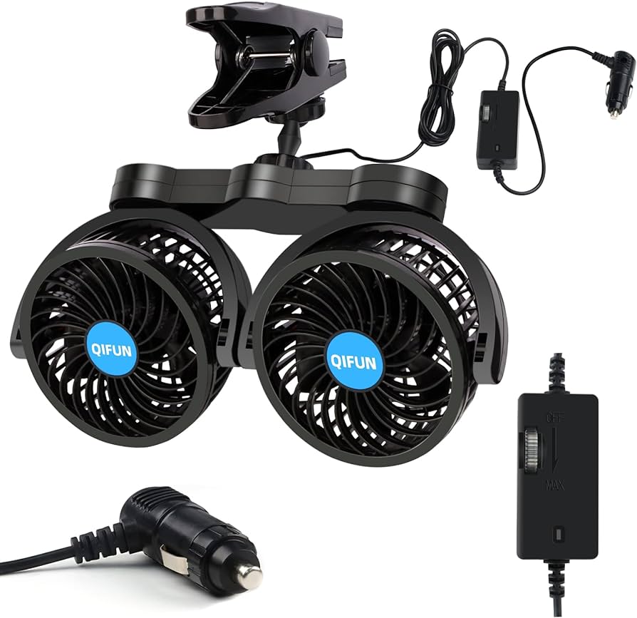 Dual Cooling Portable Fan with Rotating Heads & Speed Control